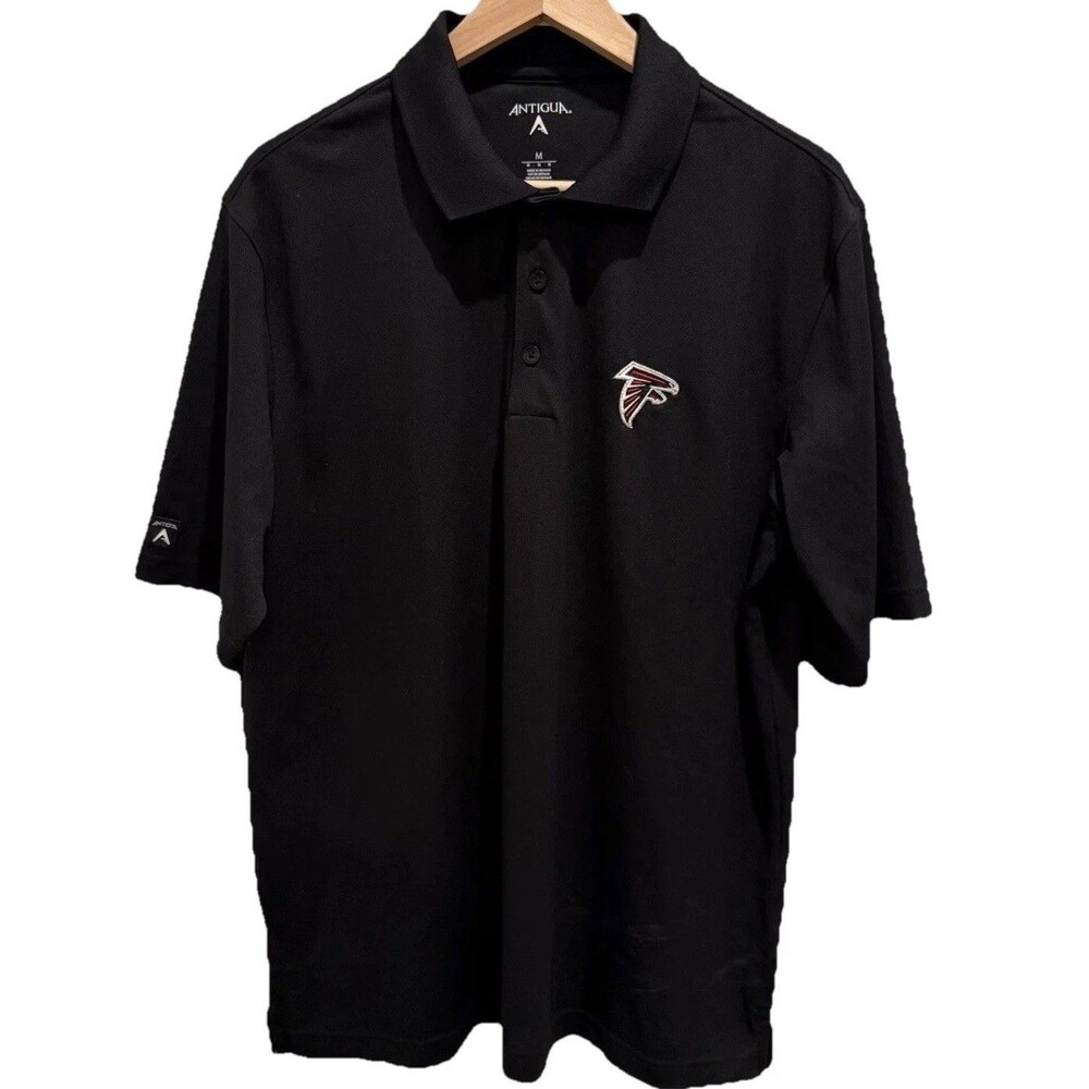 Atlanta Falcons Men's Sz M Polo Shirt Black Performance NFL Football Rise Up ATL